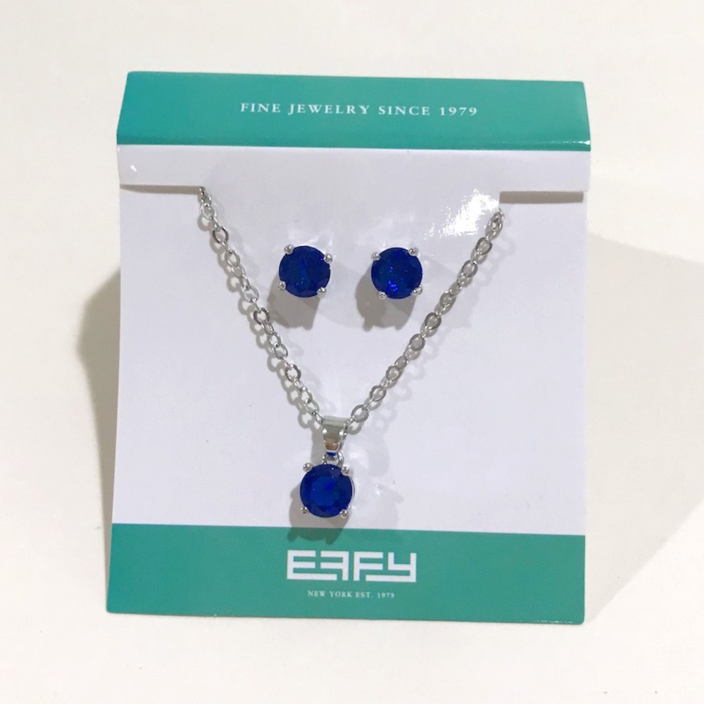 NWT Effy lab created sapphire earring necklace set